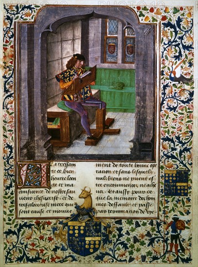 The writing of Jacques Lalain's biography, 15th century. Artist: Unknown
