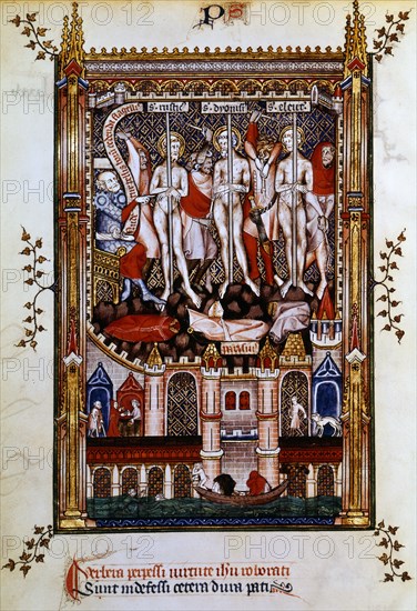Flagellation of St Denis, St Rustic and St Eleutherius, 1317. Artist: Unknown