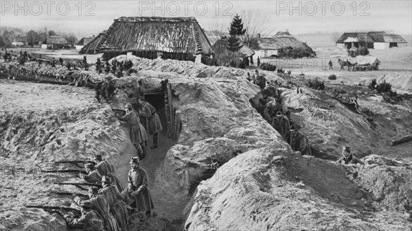 German infantry in trenches at Jasionna, Poland, World War I, 1915. Artist: Unknown