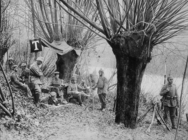 German field telephone station, Aisne, France, World War I, 1915. Artist: Unknown