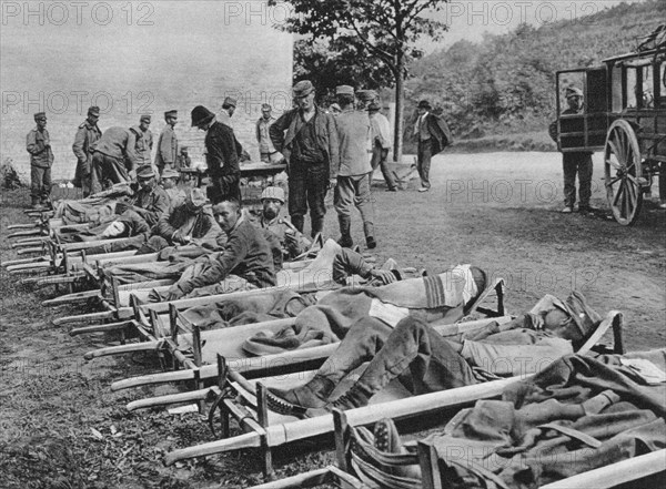 Austrian soldiers on the way to hospital, Battle of the Isonzo, World War I, 1915. Artist: Unknown