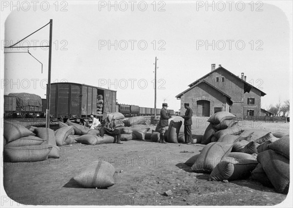 Soldiers of the French Foreign Legion at a railway yard, Syria, 20th century. Artist: Unknown