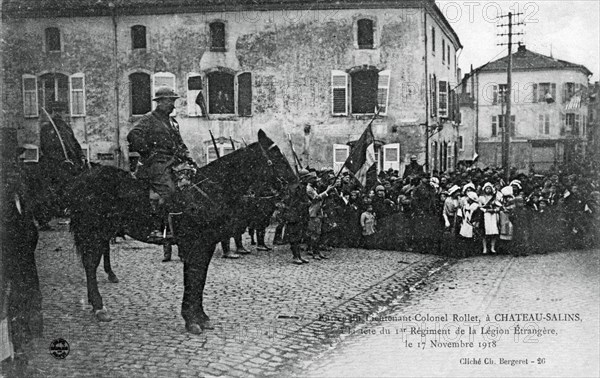 Lieutenant-Colonel Rollet entering Chateau-Salins, Moselle, France, 17 November 1918. Artist: C Bergeret