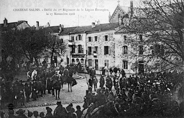 1st Regiment of the French Foreign Legion, Chateau-Salins, Moselle, France, 17 November 1918. Artist: C Bergeret