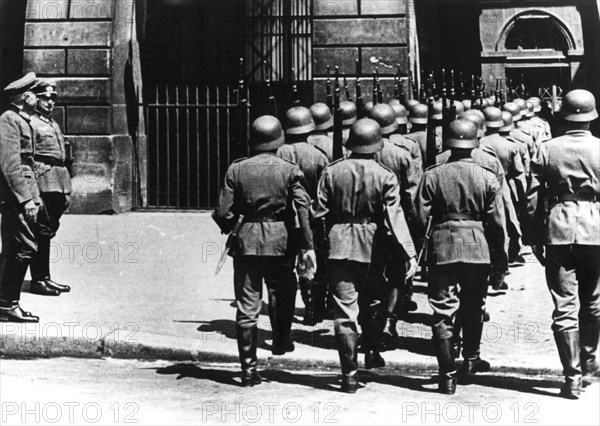 Changing of the guard at the German headquarters in occupied Paris, June 1940. Artist: Unknown