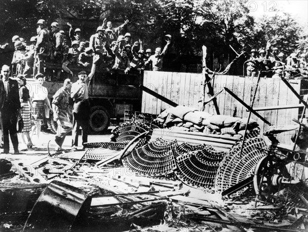 Barricades erected near the Place de la Concorde, Paris, August 1944. Artist: Unknown