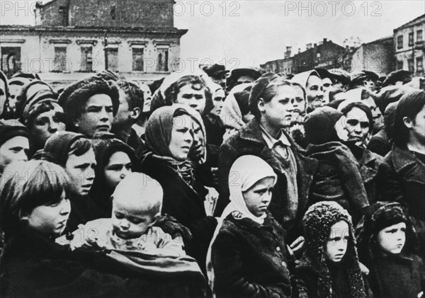 People of the Russian city of Smolensk after its liberation by the Red Army, 1943. Artist: Unknown