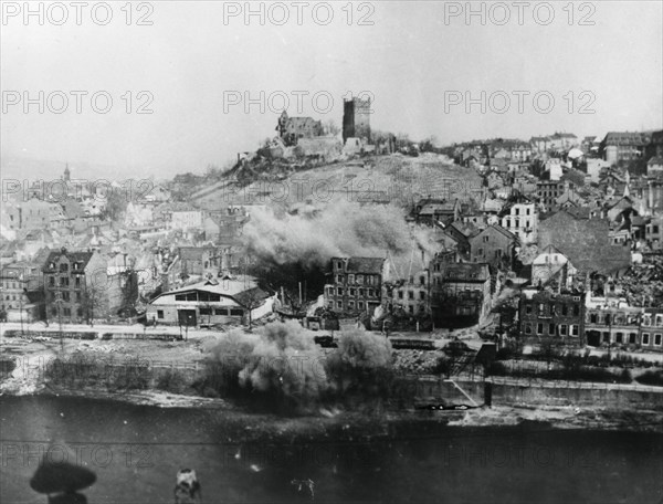 Bombardment of Bingen, Germany, March 1945. Artist: Unknown
