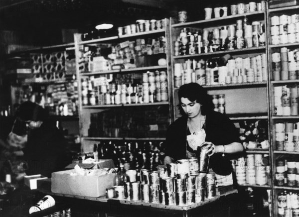 Food store in occupied Paris, c1941(?). Artist: Unknown