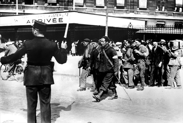 Demobilised French soldiers arriving at the Gare d'Austerlitz, Paris, 1945(?). Artist: Unknown