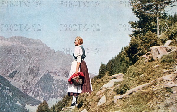 Austrian woman in traditional dress of the Tyrol, 1941. Artist: Unknown