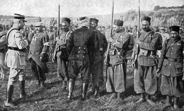 General Joseph Joffre handing out medals, Alsace, France, 1915. Artist: Unknown