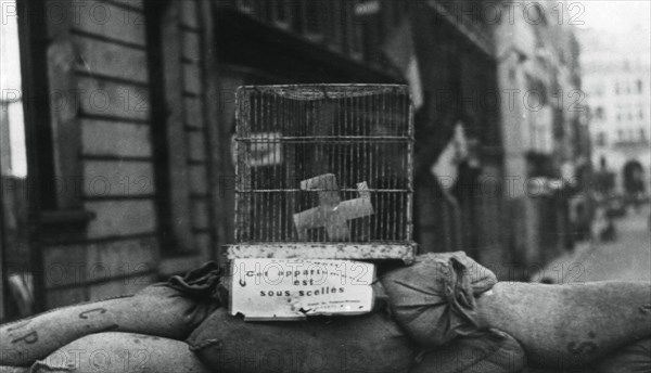 Barricade on the Rue de Chateaudun, liberation of Paris, August 1944. Artist: Unknown