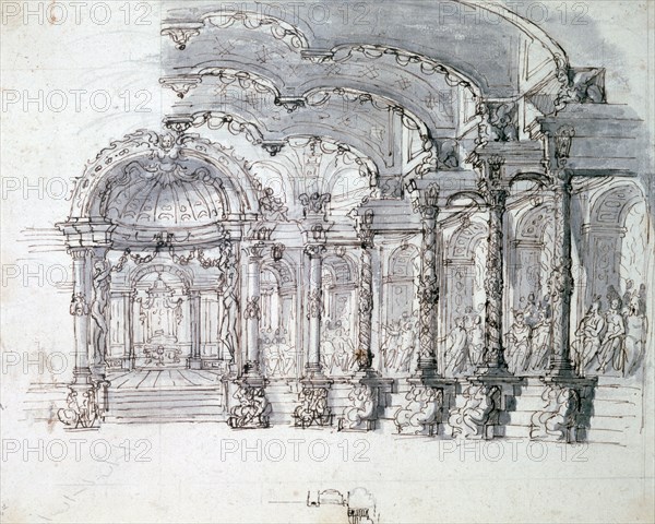 Set design for the opera 'Proserpine', c1680. Artist: Jean Berain