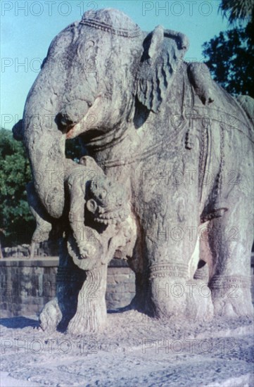 Elephant sculpture, Khajuraho, India. c950-1050. (20th century). Artist: Unknown