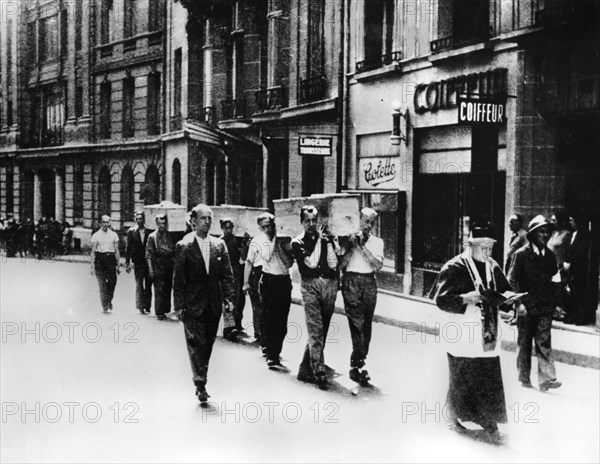 Funeral procession of members of the French Resistance, Paris, 1944. Artist: Unknown