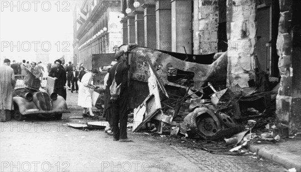 Destoyed vehicle, Rue de Castiglione, liberation of Paris, August 1944. Artist: Unknown