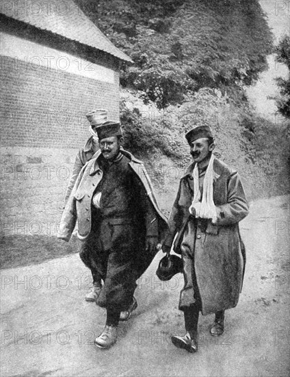 Injured French soldiers, Arras, France, World War I, 1915. Artist: Unknown