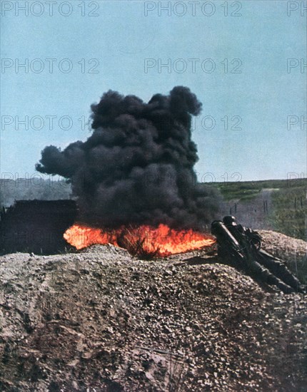 German soldier using a flamethrower, Russia, 1941. Artist: Unknown