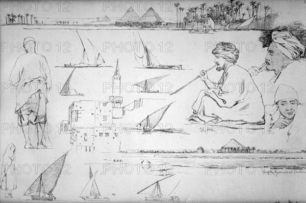 Sketches along the Nile, Egypt, c1842. Artist: Richard Dudd