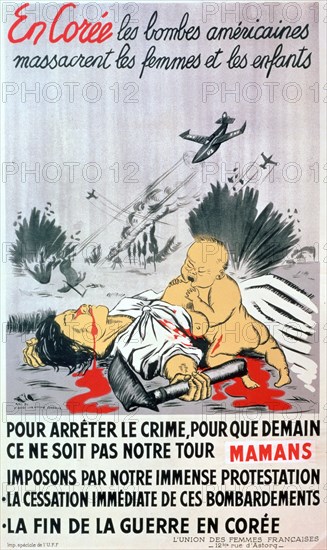 French anti Korean war poster, 1950. Artist: Unknown