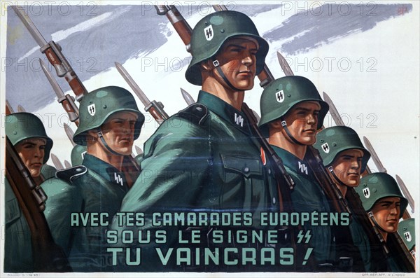 French recruitment poster for the SS, 1943-1944. Artist: Unknown