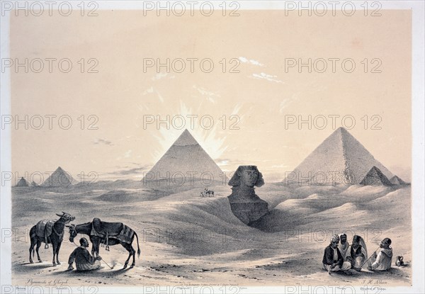 'Pyramids of Giza', 1843. Artist: Augustus Butler