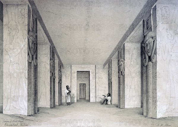 'Interior of the North Temple, Ebsamboul, Nubia', Egypt, 19th century. Artist: Augustus Butler