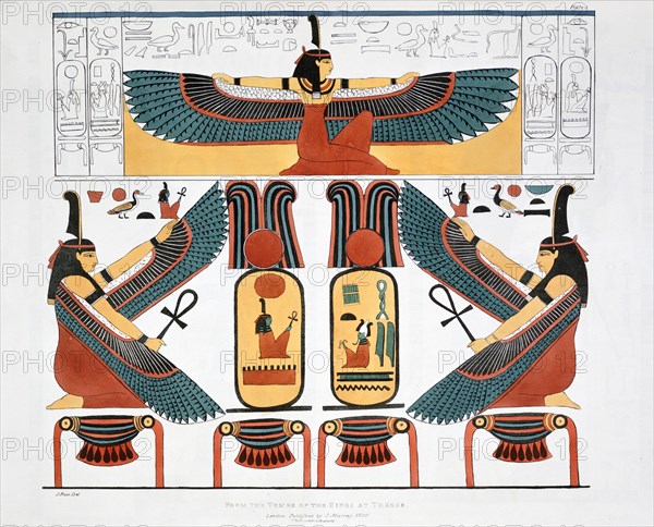 Mural from the Tombs of the Kings at Thebes, 1820. Artist: Charles Joseph Hullmandel