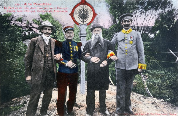 Father and his sons at the French/German border, 20th century. Artist: Unknown