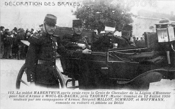 Decoration of a French soldier with the Légion d'Honneur, c1910. Artist: Unknown