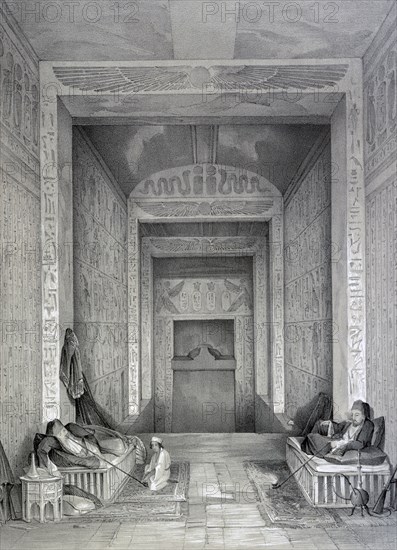 'Interior of a Temple', Egypt, 19th century. Artist: George Moore