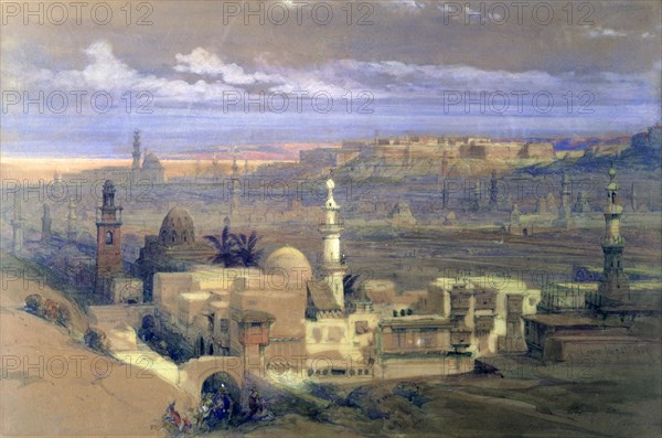 'Cairo from the Gate of Citizenib, looking towards the Desert of Suez', 19th century. Artist: David Roberts