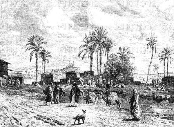 'Cairo seen of left bank of the Nile', 1881. Artist: Unknown