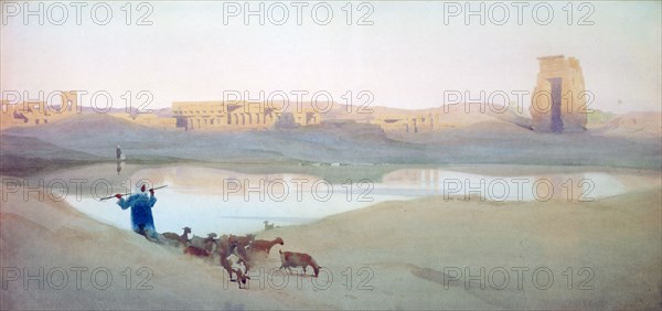 'Sacred Lake, Karnak', Egypt, c1900. Artist: Robert Talbot Kelly