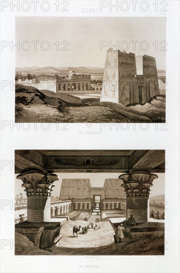 Temple facade and interior, Edfu, Egypt, 1841. Artist: Himley