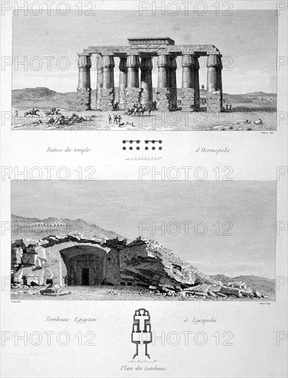 Temple of Hermopolis and Egyptian Tombs of Lycopolis, 1802. Artist: Vivant Denon
