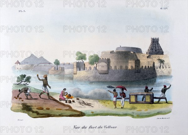 'The Fort of Vellour (Vellore)', India, 1828. Artist: Marlet et Cie