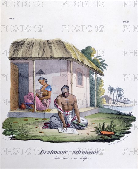 Brahmin Astronomer, Calculating the Eclipse', 1828. Artist: Marlet et Cie