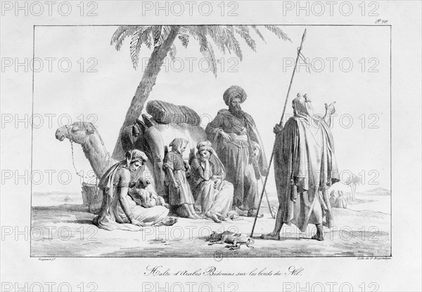 'The Rest of the Bedouin Arabs by the Nile', Egypt, 1819. Artist: G Engelmann