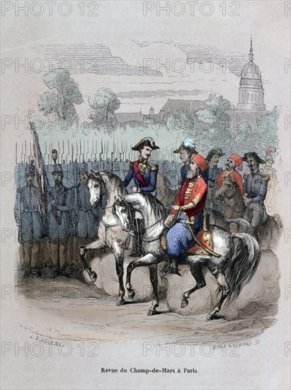 'Military Review with Ibrahim Pacha, Champ de Mars, Paris', c1846 (1847). Artist: Gerard Corbiau