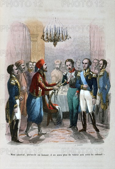 Meeting between Ibrahim Pacha and Colonel Faudoa, Egypt, 1828 (1847). Artist: Jean Adolphe Beauce