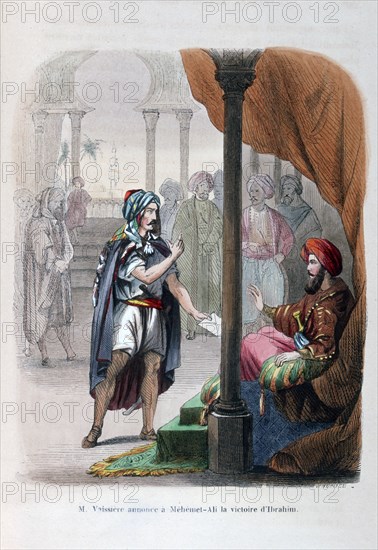 M Vaissière announces the victory of Ibrahim Pasha to Mehmet Ali', 1818, (1847). Artist: Jean Adolphe Beauce
