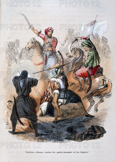 Ibrahim Pasha fighting the Wahabis, Saudi Arabia, 1811-1818 (1847). Artist: Jean Adolphe Beauce