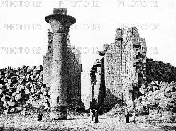 Column and ruins, Nubia, Egypt, 1887. Artist: Henri Bechard