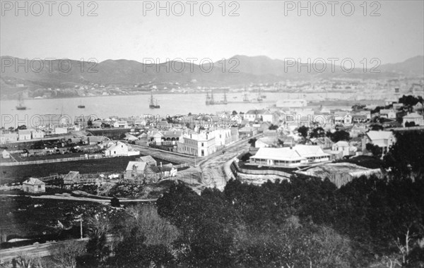 Lambton Harbour and Queen's Wharf, Wellington, New Zealand, 1870. Artist: James Bragge