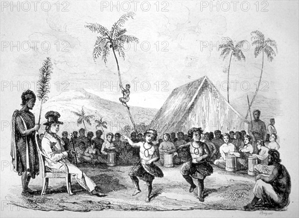 'Dance of the Two Children, Hawaii', 19th century. Artist: Ellis