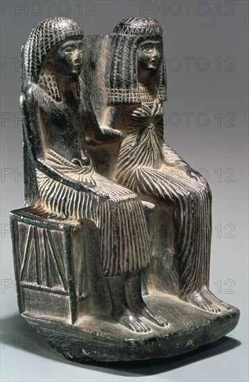 Statue of an Ancient Egyptian official and his wife, 13th-12th century BC. Artist: Unknown