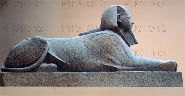 Granite sphinx of Hatshepsut, reign of Hatshepsut, Egyptian, 18th Dynasty. Artist: Unknown
