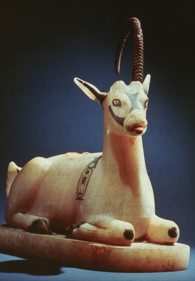 Lid of an unguent jar in the form of an ibex, from Tutankhamun's tomb, 14th century BC. Artist: Unknown